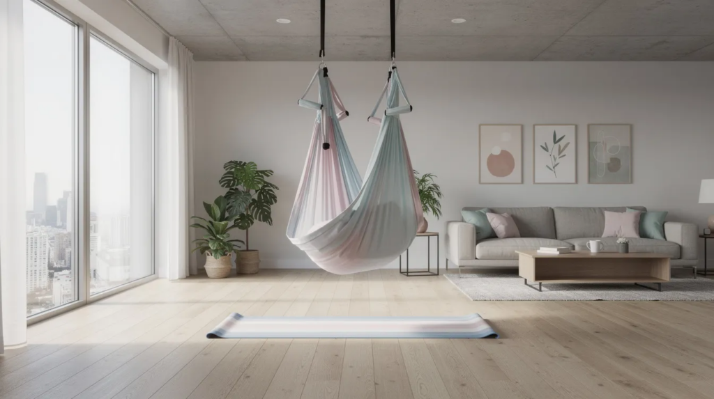 Aerial Yoga: Schweben im Yoga Tuch – Dein kompletter Guide 4 f1a7d088 3e23 48a3 9c1d 2f1c84668b77 1