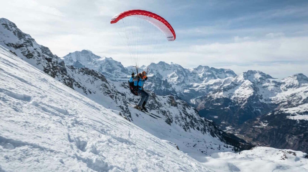 Speedriding: Alles über Technik, Ausrüstung, Geschwindigkeit und Sicherheit 2 Untersicht eines Speedriders während der Flugphase